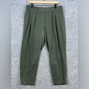 Chico’s Pants Women’s Sz 0.5(S) Olive Green Skimmer Pleated Elastic Waist Tencel